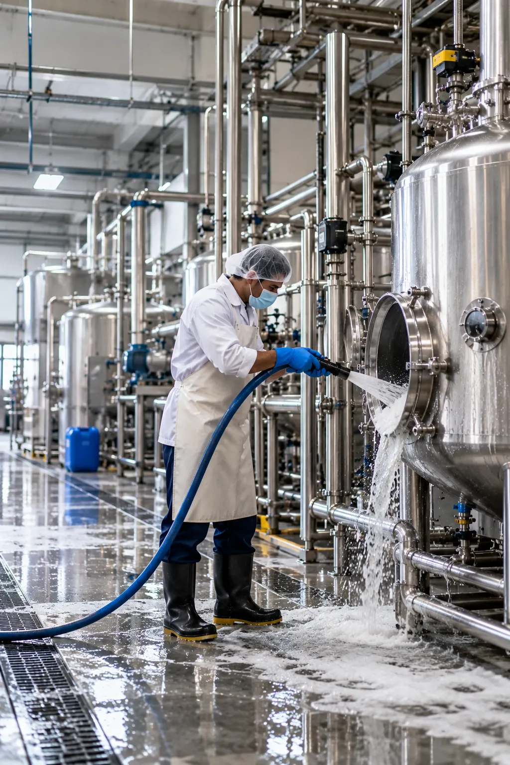 Technical expert analysing water chemistry samples in a professional laboratory environment